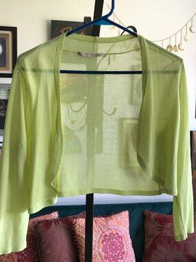 SOFT SURROUNDINGS size S Lightweight Bright Green Open Shrug Cardigan Sweater